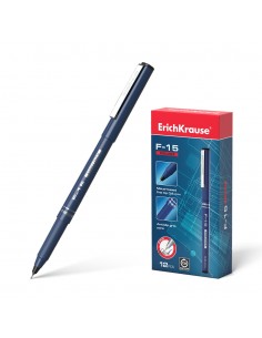 Erichkrause Boligrafo de Trazo Fino F-15 - Tinta Color Negro - Pluma Estilografica Stick - Clip Metalico - Punta Fina -