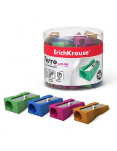 Erichkrause Ferro Color - Sacapuntas de Aluminio con Agarre Ergonomico - Orificio de 8mm - Cuchilla de Acero al Carbono -
