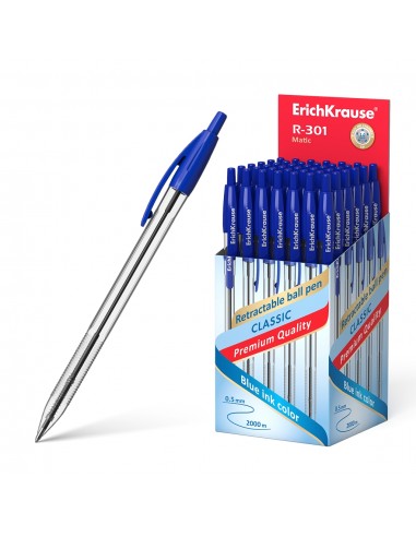Erichkrause Boligrafo Automatico R-301 Classic Matic 10 - Punta Estandar de 10mm - Tinta de Secado Rapido - Cuerpo Hexagonal