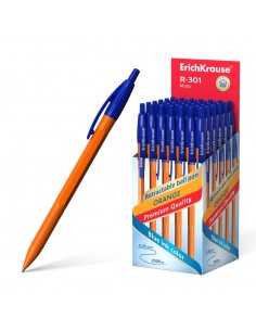 Erichkrause Boligrafo Automatico R-301 Naranja Matic 07 - Cuerpo Hexagonal Opaco - Grip - Punta de 07mm - Tinta de Secado