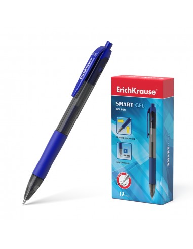 Erichkrause Boligrafo de Gel Automatico Smart-Gel - Cuerpo Translucido Redondo - Punta de 05mm - Tinta de Gel de Secado