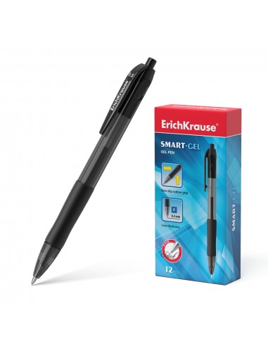Erichkrause Boligrafo de Gel Automatico Smart-Gel - Punta Normal - Cuerpo Translucido Redondo - Agarre Comodo - Tinta de Gel