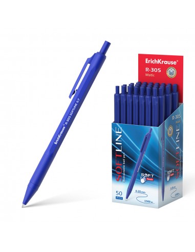 Erichkrause Boligrafo Automatico R-305 - Recargable - Punta de Aguja - Cuerpo Hexagonal Opaco - Tinta de Secado Rapido -