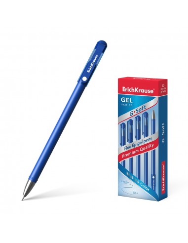Erichkrause Boligrafo de Gel G-Soft - Revestimiento Soft Touch - Punta Fina de Tipo Aguja - Tinta de Secado Rapido - Color