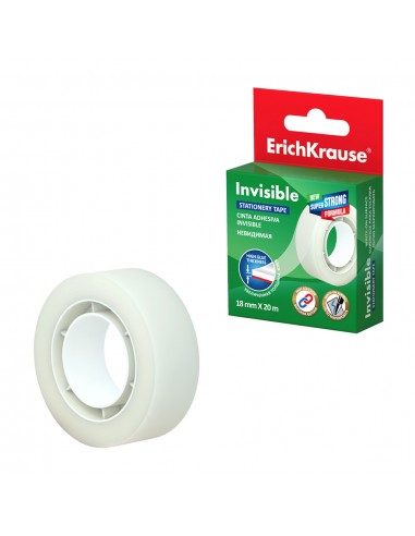 Erichkrause Cinta Adhesiva Invisible - 18mmx20m - Color Transparente