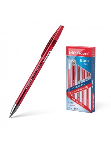Erichkrause Boligrafo de Gel R-301 Original Gel 05 - Cuerpo Redondo Translucido - Grip Perfilado Comodo - Tinta de Gel de