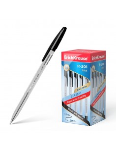 Erichkrause Boligrafo R-301 Classic Stick 1.0 - Cuerpo Transparente Hexagonal - Punta de 1.0mm - Tinta de Secado Rapido -