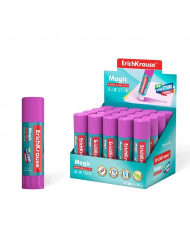 Erichkrause Magic - Pegamento en Barra Super Fuerte - Adhesion Rapida y Fiable - Color Gradualmente Desaparece - No Toxico -