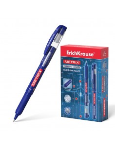 Erichkrause Metrix - Roller Clasico con Punta Normal - Cuerpo Ligero de Plastico - Tinta de Gel de Secado Rapido - Color Azul