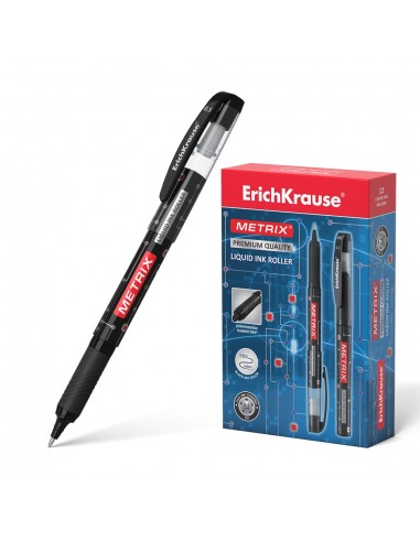 Erichkrause Metrix - Roller Clasico con Tinta de Gel de Secado Rapido - Cuerpo Ligero de Plastico - Color Negro