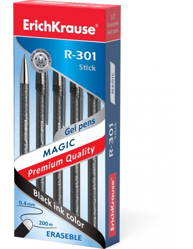 Erichkrause Boligrafo de Gel Borrable R-301 Magic Gel 05 - Cuerpo Redondo Teñido y Semitransparente - Tinta de Gel de Secado