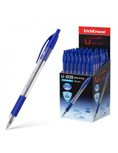 Erichkrause Boligrafo Automatico U-209 Classic Matic&Grip - Ultra Glide Technology - Tinta Color Azul