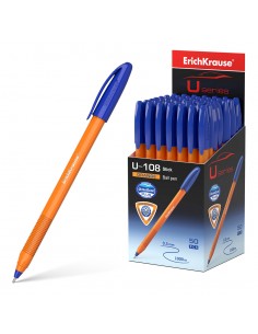 Erichkrause Boligrafo U-108 Naranja Stick - Ultra Glide Technology - Tinta Azul
