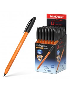 Erichkrause Boligrafo U-108 Naranja Stick - Ultra Glide Technology - Tinta Color Negro