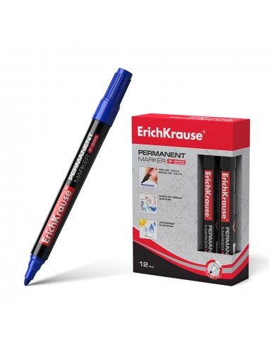 Erichkrause Marcador Permanente P-200 - Punta en Forma de Bala - Resistente al Agua y a los Rayos UV - Color Azul