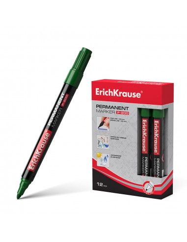 Erichkrause Marcador Permanente P-200 - Punta en Forma de Bala - Resistente al Agua y a los Rayos UV - Color Verde