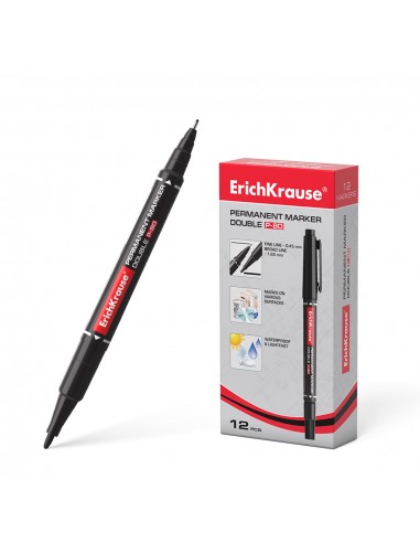 Erichkrause Double P-80 Doble Cara Marcador Permanente - Universal y Fineliner 2 en 1 - Tinta a Base de Alcohol Resistente al