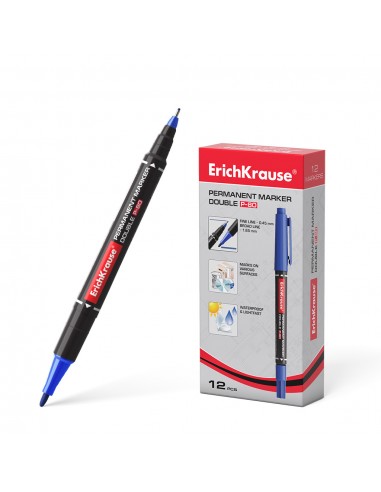 Erichkrause Double P-80 Doble Cara Marcador Permanente - Universal y Fineliner 2 en 1 - Tinta a Base de Alcohol Resistente al
