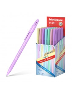 Erichkrause Boligrafo R-301 Pastel Stick 0.7 - Recargable - Tinta de Secado Rapido - Color Azul