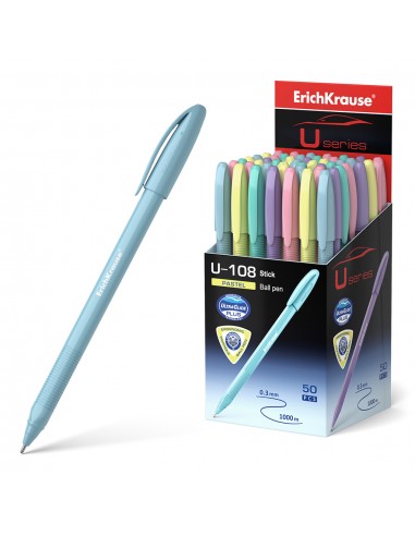 Erichkrause Boligrafo U-108 Pastel Stick 1.0 - Ultra Glide Technology - Tinta Azul