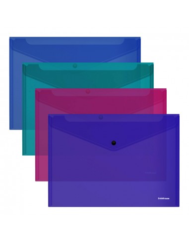 Erichkrause Pack de 12 Sobres Glossy Vivid - Tamaño-4 - Semitransparente - Colores Surtido