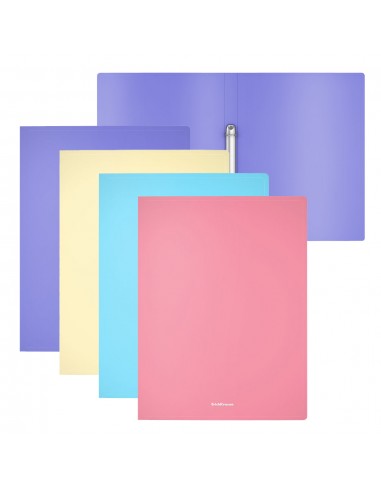Erichkrause Pack de 4 Carpetas Anillas Matt Pastel - 2 Anillas de 24mm - Tamaño A4 - Colores Surtidos
