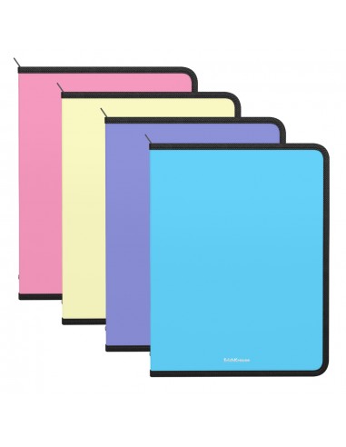 Erichkrause Pack de 4 Carpetas con Cremallera Matt Pastel - A4 - Colores Surtidos