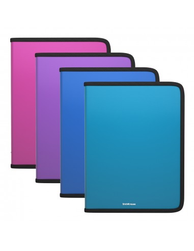 Erichkrause Pack de 4 Carpetas con Cremallera Matt Vivid - A4-- Colores Surtidos