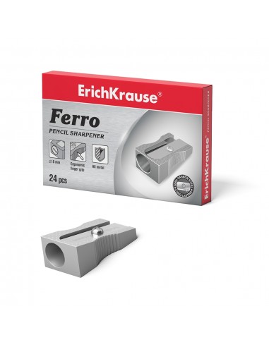 Erichkrause Ferro - Sacapuntas de Aluminio con Agarre Ergonomico - Orificio de 8mm - Cuchilla de Acero al Carbono en Forma de
