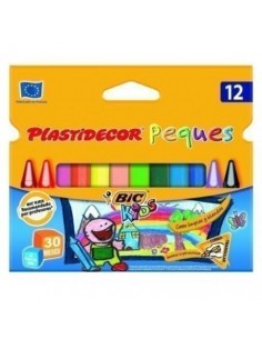 Bic Kids Plastidecor Peques Caja de 12 Lapices de Cera Triangulares - Ideal Niños Pequeños - Textura blanda - No Mancha