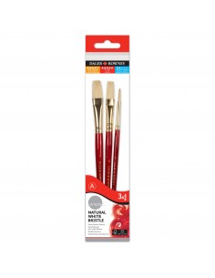 Daler Rowney Simply Pack de 3 Pinceles de Pelo Natural T-2 - Cerda Blanca - Diseño Ergonomico - Color Marron