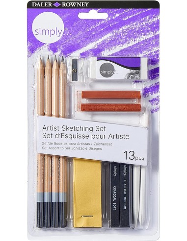 Daler Rowney Simply Pack de 13 Piezas para Dibujar y Esbozar - Idoneo para Artistas Principiantes