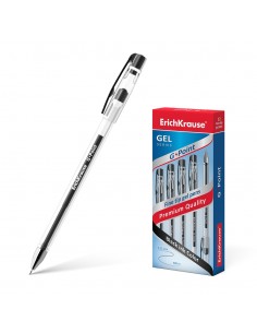 Erichkrause Boligrafo de Gel G-Point - Tinta de Gel de Secado Rapido - Cuerpo Transparente con Grip Perfilado Triangular -