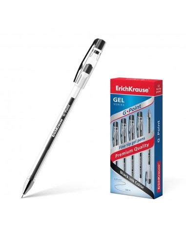Erichkrause Boligrafo de Gel G-Point - Tinta de Gel de Secado Rapido - Cuerpo Transparente con Grip Perfilado Triangular -