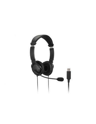 Kensington Auriculares con Microfono USB - Diadema Ajustable - Almohadillas Acolchadas - Controles en Cable - Cable de 1.80m
