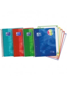 Oxford Europeanbook 5 Lagoon Cuaderno Espiral Formato A4-Cuadriculado 5x5mm - 120 Hojas - Tapa de Plastico - 5 Bandas de