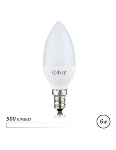 Elbat Bombilla LED - Potencia-6W - Lumenes-500 - Tipo de Luz-4000K Luz Blanca - Casquillo-E14 - Angulo-180--