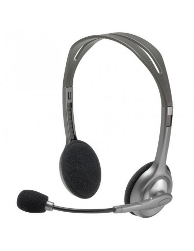 Logitech H110 Auriculares Estereo con Microfono Plegable - Diadema ajustable - Jack 3.5mm - Cable de 1.80m - Color Gris
