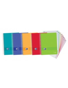 Oxford Europeanbook 8 Live & Go Pack de 5 Cuadernos Espiral Formato A4-Cuadriculado 5x5mm - 160 Hojas Microperforadas con 4