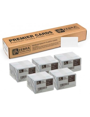 Zebra Pack de 500 Tarjetas de PVC Originales Imprimibles Blancas - Formato CR-80 86x54mm - 104523-111
