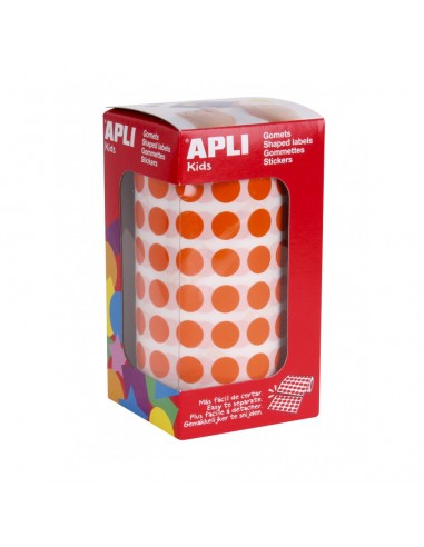 Apli Rollo de 5192 Gomets Redondos Naranjas - Tamaño Ø 10 5mm - 59 Hojas Pretroqueladas - Adhesivo Base Agua - Cumple