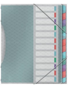 Esselte Colour'Breeze Clasificador con 12 Pestañas Multicolor - Para Formato A4 - 3 Solapas en la Contraportada -