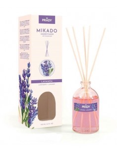 Prady Ambientador Mikado Lavanda - Frasco de Cristal 100ml y Varitas Difusoras