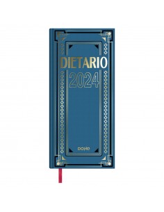 Dohe Dietario Anual Dos Tercios - Dia Pagina - Fabricado en Geltex con Carton Contracolado - Tamaño 14.5x31cm - Color Azul