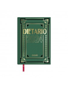 Dohe Dietario Anual Cuarto - Dia Pagina - Fabricado en Geltex con Carton Contracolado - Tamaño 15x21cm - Color Verde