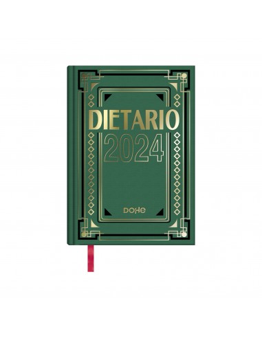 Dohe Dietario Anual Cuarto - Dia Pagina - Fabricado en Geltex con Carton Contracolado - Tamaño 15x21cm - Color Verde