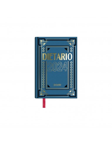 Dohe Dietario Anual Octavo - Dia Pagina - Fabricado en Geltex con Carton Contracolado - Tamaño 11.5x16.6cm - Color Azul
