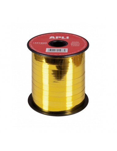 Apli Rollo de Cinta para Envolver Regalos de 7mmx250m - Acabado Brillante - Color Oro