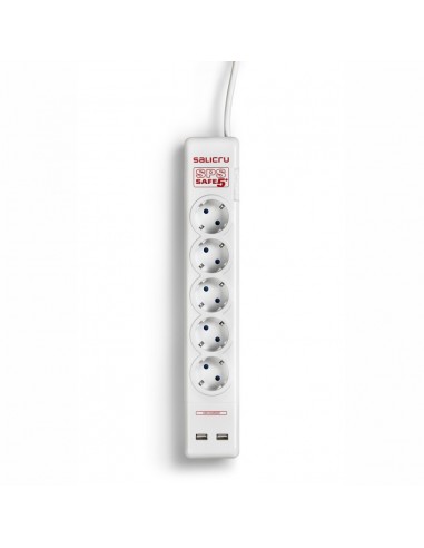 Salicru Regleta SPS SAFE 5-Protectores Electricos Activos de Ultima Generacion - 5 Tomas Schuko - Color Blanco