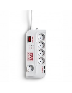 Salicru Regleta SPS SAFE Master Protectores Electricos Activos de Ultima Generacion - 5 Tomas Schuko - Color Blanco